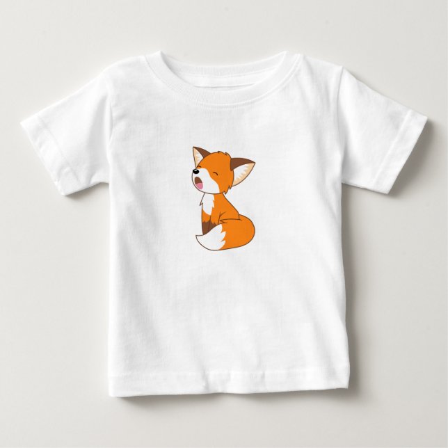 Camiseta Para Bebê Raposa Pequena Sonolenta (Frente)