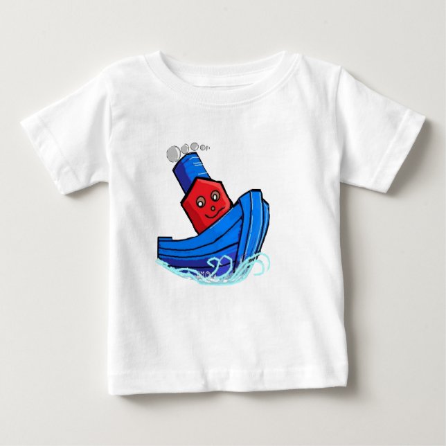 Camiseta Para Bebê Rebocador de Tugg do barco do brinquedo dos (Frente)