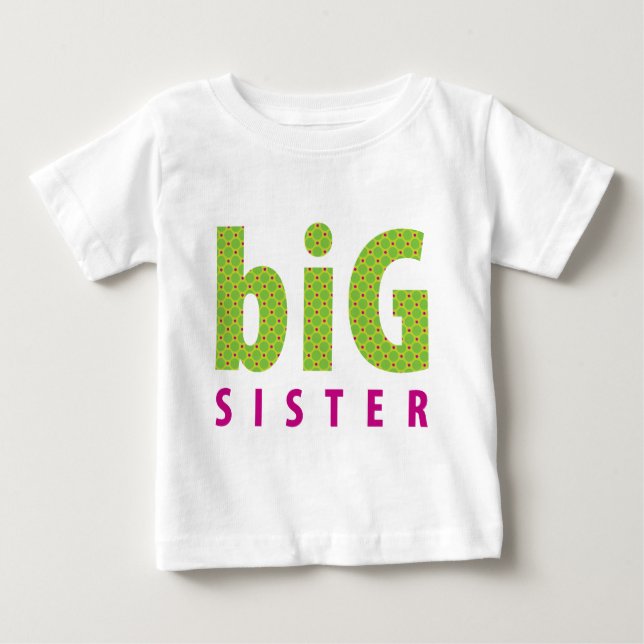 Camiseta Para Bebê RECOLHA DE SIBLINGS - irmã mais velha {limão} (Frente)