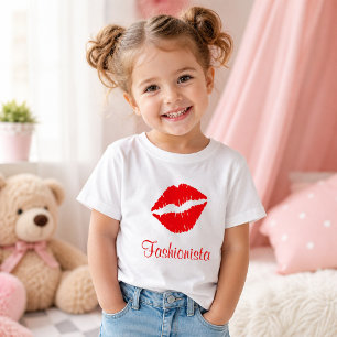 Camiseta Para Bebê Red Lipstick Impressão Fashionista
