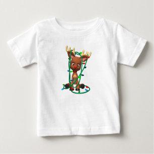 Camiseta Para Bebê Reindeer Tangido nas Luzes de Natal