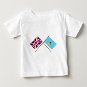 Camiseta Para Bebê Reino Unido e bandeiras cruzadas St Lucia