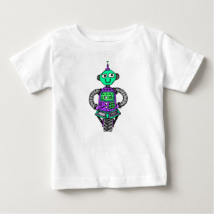 Camiseta Para Bebê Robô Arnie, roxo e verde