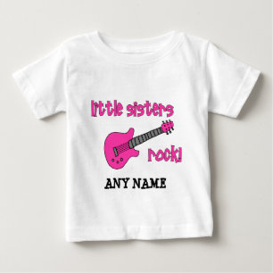 Camiseta Para Bebê Rocha das irmãs mais nova! com guitarra