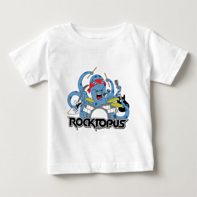 Camiseta Para Bebê Rocktopus (Frente)