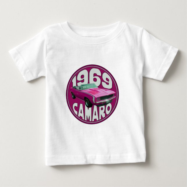 Camiseta Para Bebê Rosa 1969 de Camaro SS (Frente)