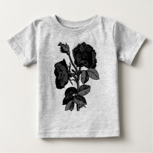Camiseta Para Bebê Rosa de preto gótico