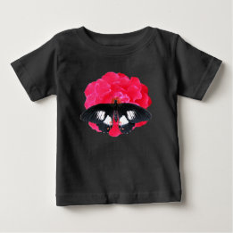 Camiseta Para Bebê Rosa e Swallowtail