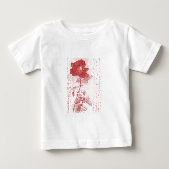 Camiseta Para Bebê Rosa vermelha (Frente)