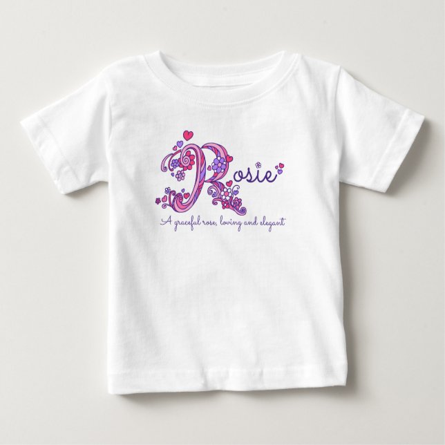 Camiseta Para Bebê Rosie name e significa roupas para meninas (Frente)