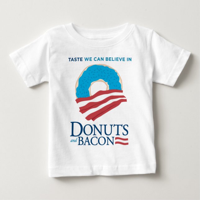 Camiseta Para Bebê Rosquinhas e Bacon: Sabor em que podemos acreditar (Frente)