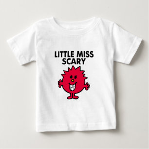 Camiseta Para Bebê Rotulação preta pequena da senhorita Assustador