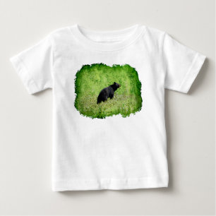 Camiseta Para Bebê Roupa de Arranjo de Urso Negro Andando