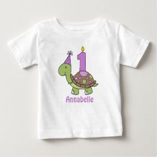 Camiseta Para Bebê Roxo do Tshirt do aniversário da tartaruga