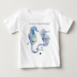 Camiseta Para Bebê S é para o Bebê de Cuada de Cavalo do Mar