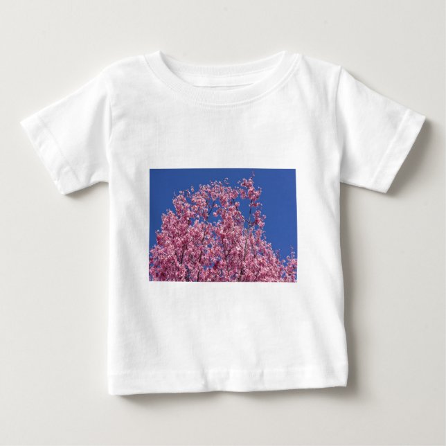 Camiseta Para Bebê Sakura Cherry Blossoms No Azul (Frente)