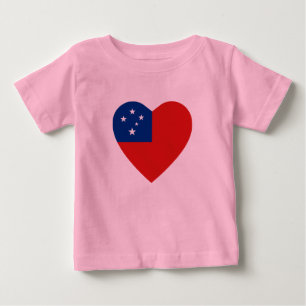 Camiseta Para Bebê Samoa Flag Heart Shirt