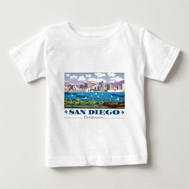 Camiseta Para Bebê San Diego Skyline (Frente)