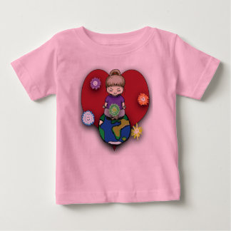 Camiseta Para Bebê Sara Fay Medita no Globo com Elementos