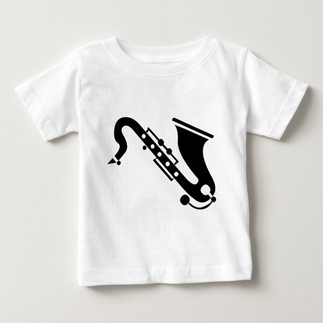 Camiseta Para Bebê Saxofone - Preto (Frente)