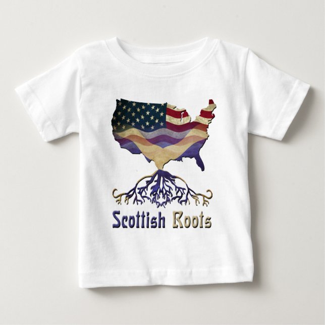 Camiseta Para Bebê Scottish Roots USA Flag Heritage (Frente)