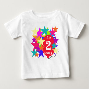 Camiseta Para Bebê Segundo aniversário das estrelas e do balão