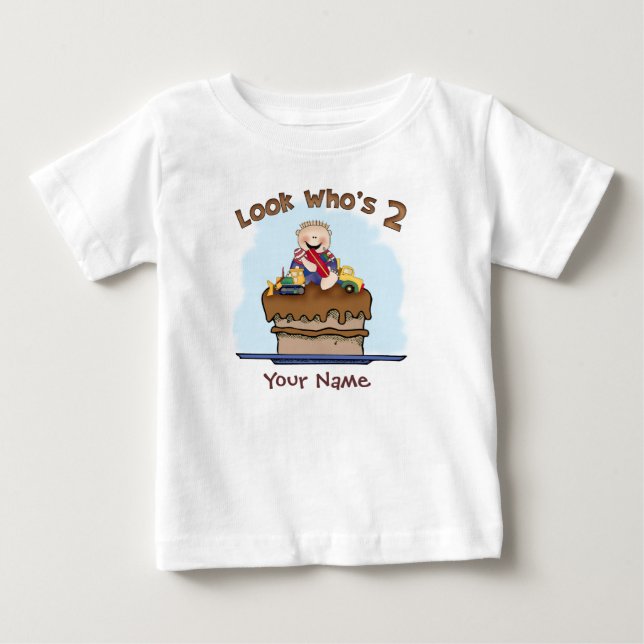 Camiseta Para Bebê Segundo aniversário de lama de chocolate personali (Frente)
