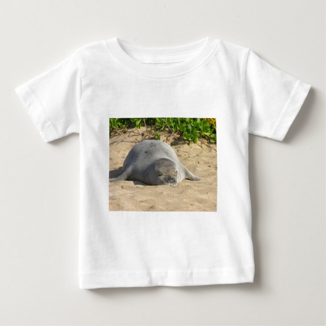 Camiseta Para Bebê Selo havaiano sonolento da monge (Frente)