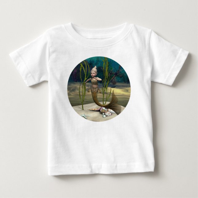 Camiseta Para Bebê Sereia Bebê Fofa (Frente)