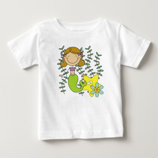 Camiseta Para Bebê Sereia Brown Haired (Frente)
