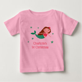 Camiseta Para Bebê Sereia Fofa 1º Natal