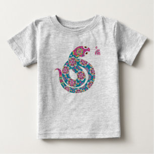 Camiseta Para Bebê Série colorida do cobra chinês do zodíaco