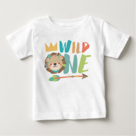 Camiseta Para Bebê Seta e Leão Selvagem | Boho | Um ano