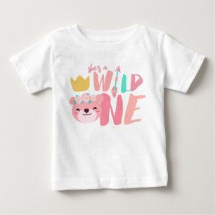 Camiseta Para Bebê Seta e Lionesidade Selvagem Menina de 1 ano