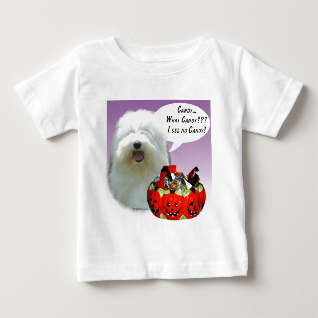 Camiseta Para Bebê Sheepdog Halloween Candy (Frente)
