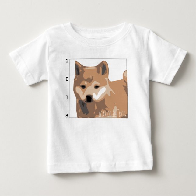 Camiseta Para Bebê Shiba Inu Ilustration Dog Year 2018 Baby T (Frente)