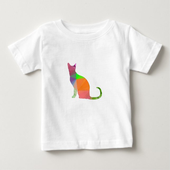 Camiseta Para Bebê Silhouette de Gato Baixo (Frente)