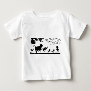 Camiseta Para Bebê Silhueta engraçada da cabra da galinha da vaca dos