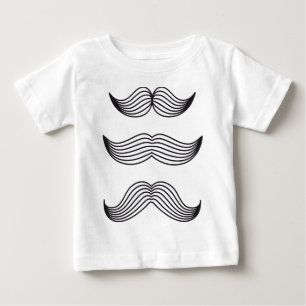 Camiseta Para Bebê Silhuetas bigodes, desenho de linhas