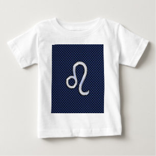 Camiseta Para Bebê Silver Leo Zodiac Símbolo Marinho de Impressão de