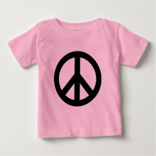 Camiseta Para Bebê Símbolo de Paz Preto e Branco