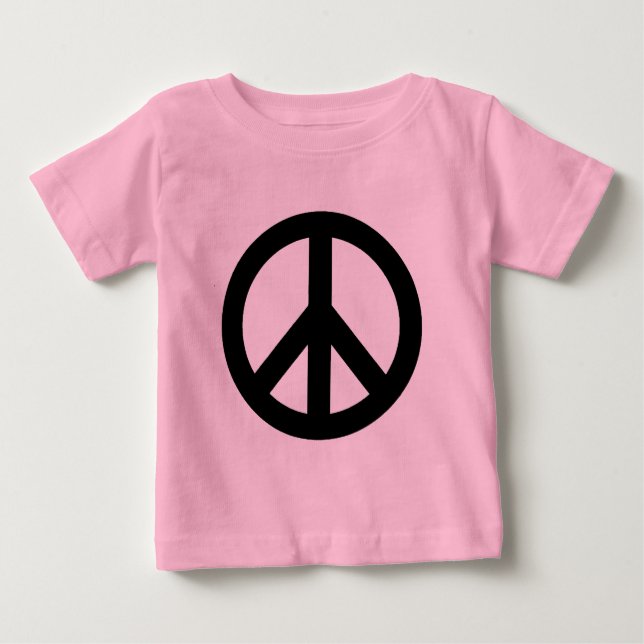 Camiseta Para Bebê Símbolo de Paz Preto e Branco (Frente)