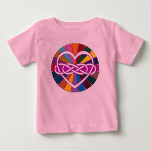 Camiseta Para Bebê Símbolo duplo Infinito Brilho colorido do coração