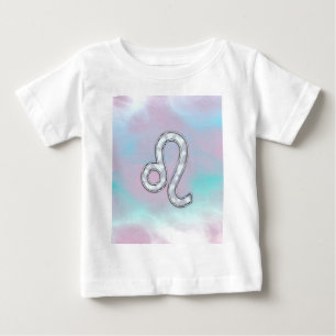 Camiseta Para Bebê Símbolo Leo Zodiac no Impressão do Estilo Pastel