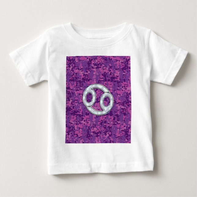 Camiseta Para Bebê Símbolo Zodiac do Cancer Pearl na Camo Digital (Frente)