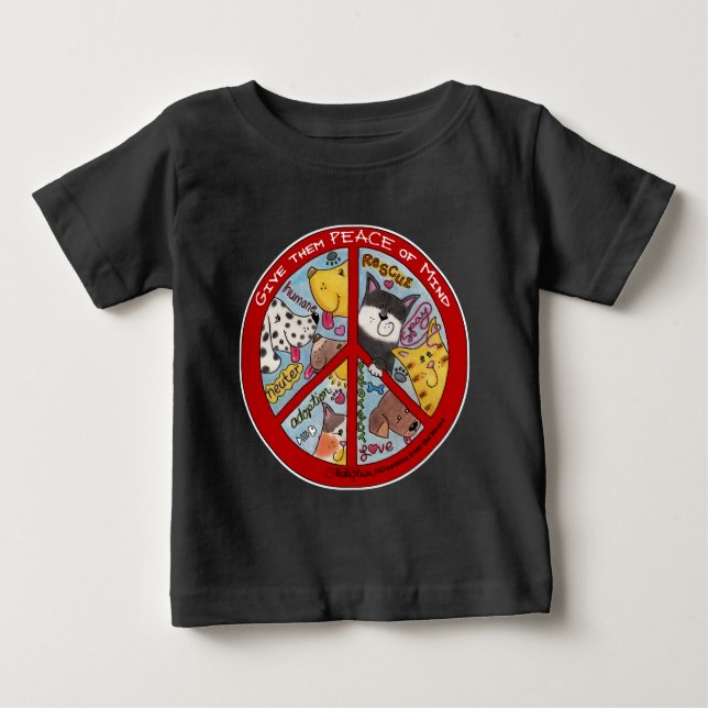 Camiseta Para Bebê Sinal de Paz Proteção Animal (Frente)