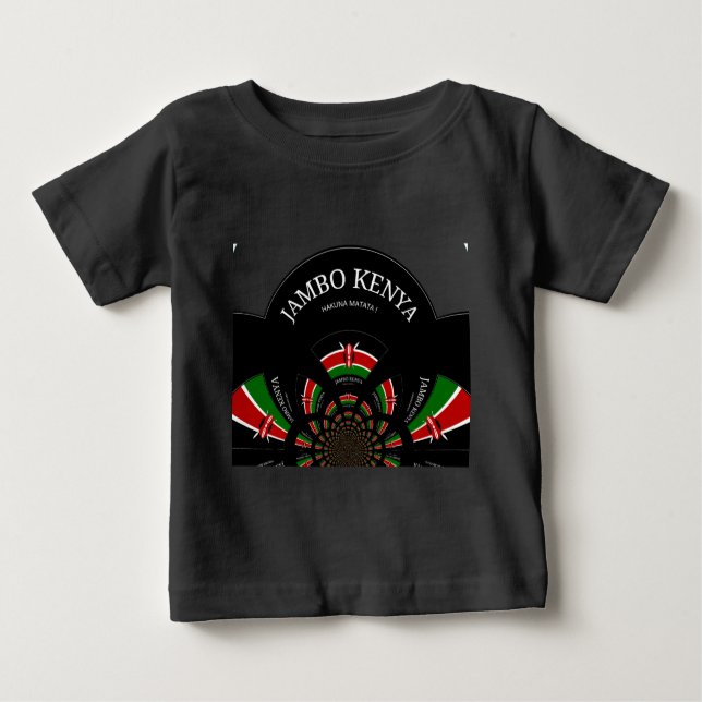 Camiseta Para Bebê Sinalizador Queniano Inspirou Jambo Bem-Vindo Desi (Frente)
