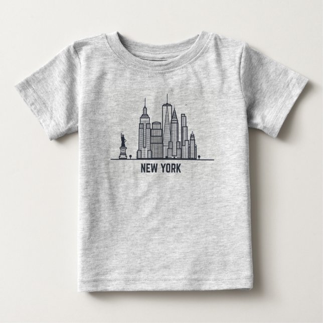 Camiseta Para Bebê Skyline da Nova Iorque (Frente)