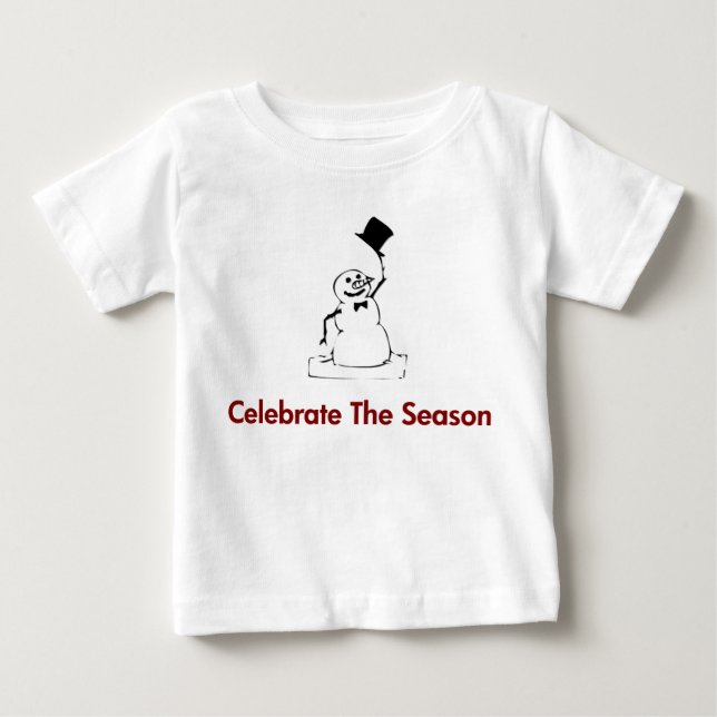 Camiseta Para Bebê Snowman Celebra A Estação (Frente)