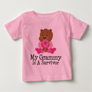 Camiseta Para Bebê Sobrevivente Grammy do cancro da mama